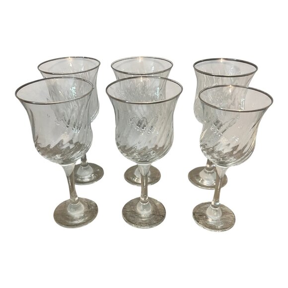 6 Crystal Clear Industries Regent Gold Swirl Wine, Water Glasses Set See Descrip - Picture 3 of 7
